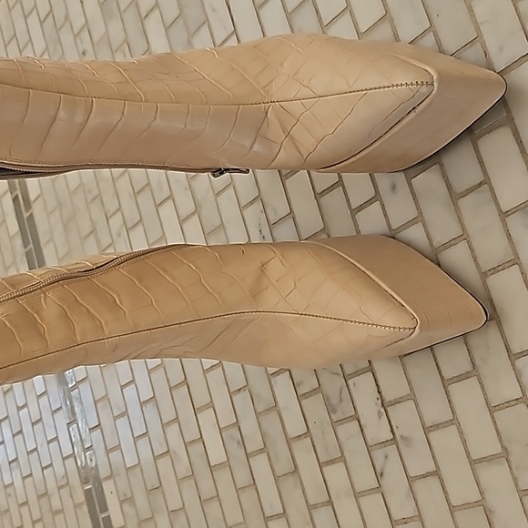 Brand new never worn Cream croc platform real leather knee high boot - Picture 8 of 8